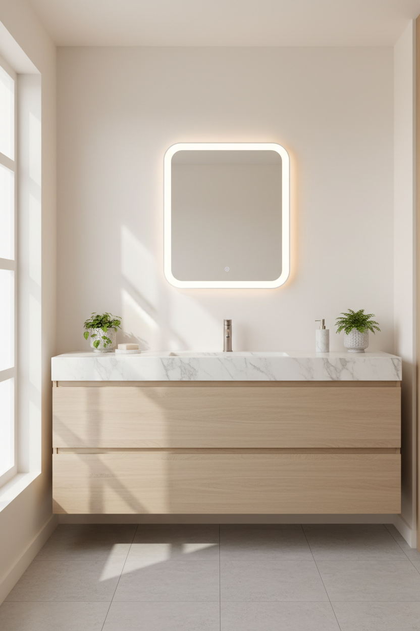 SQUARE FRONT LIGHT LED MIRROR (HILTON)