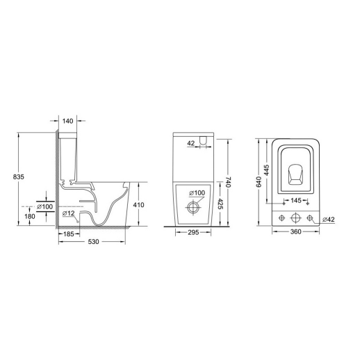 Square Rimless Toilet Suite 2170
