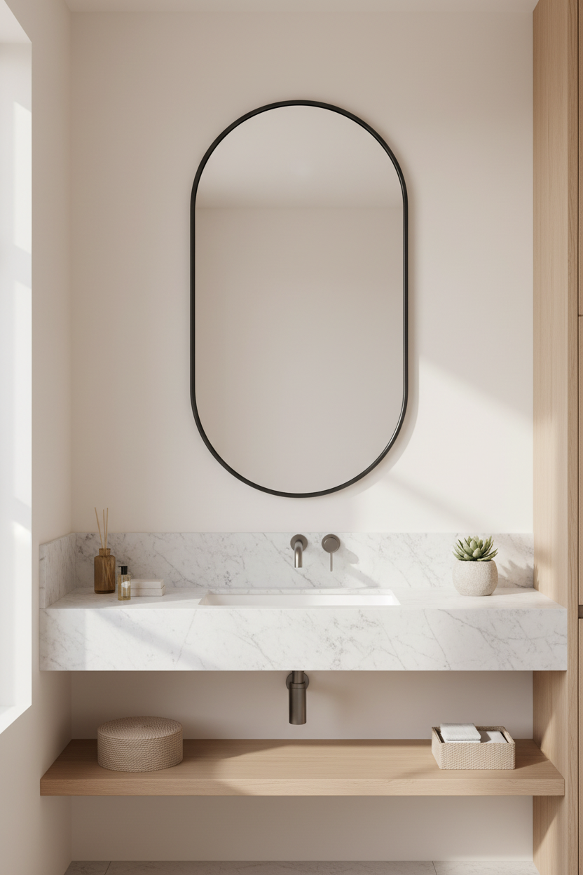 SERA Black Framed OVAL Mirror With Black Aluminum Frame 400MM*900MM