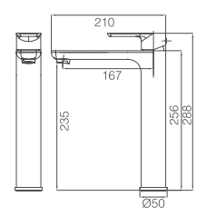 Tall Basin Mixer 17B-301 - Matt Black