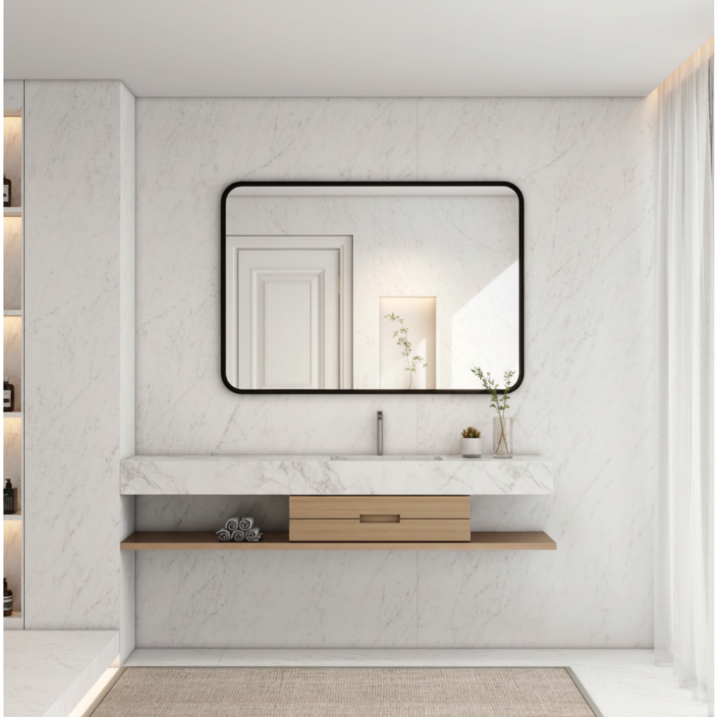 SERA Black Framed Rectangle Mirror With Black Aluminum Frame