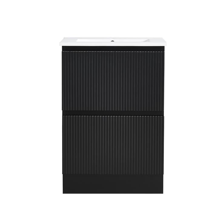 ANNIE MATT BLACK RIBBED FREESTANDING PLYWOOD VANITY