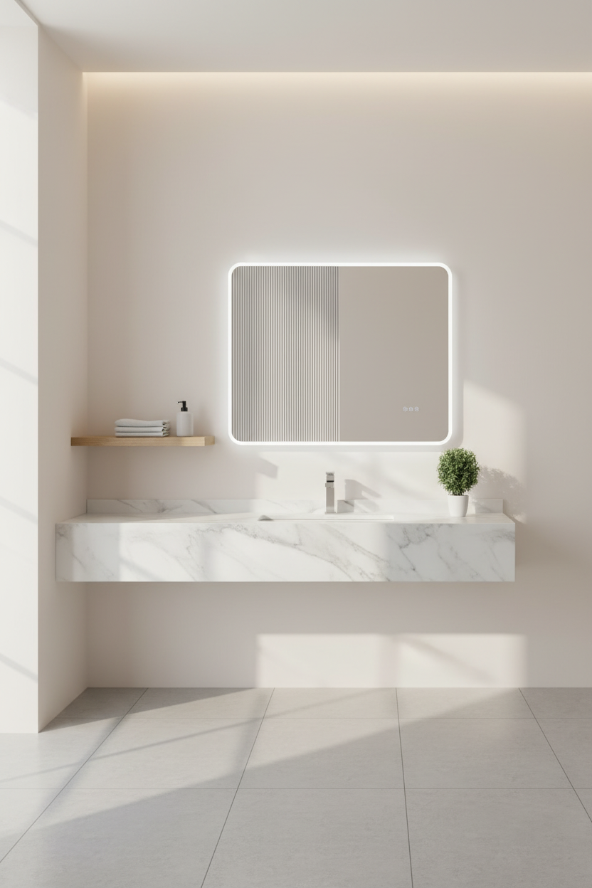 FRONT LIGHT RECTANGLE LED MIRROR WITH RIM