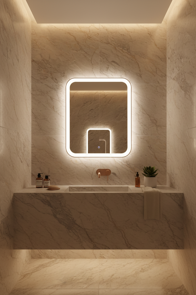 SQUARE FRONT LIGHT LED MIRROR (HILTON)