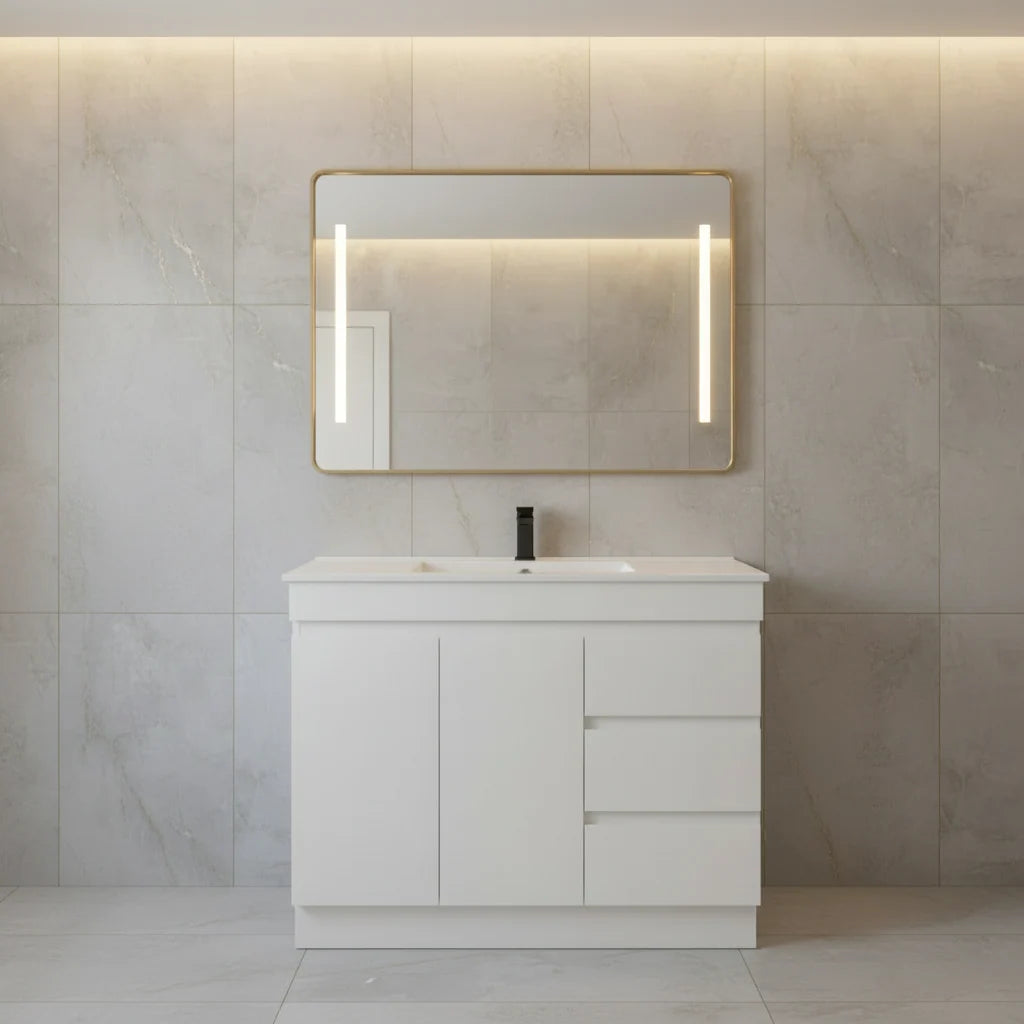 PLYWOOD MEDDY WHITE FLOORSTANDING VANITY WITH CERAMIC TOP