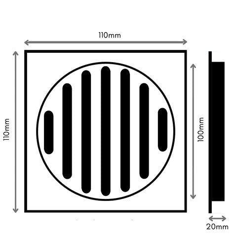 100MM SQUARE TILE FLOOR GRATE - CHROME