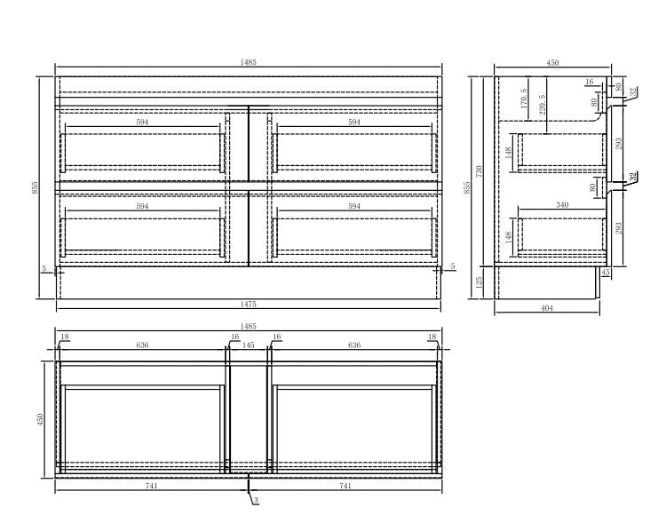 PARI DOUBLE SHADE BLK-LO FREESTANDING PLYWOOD VANITY
