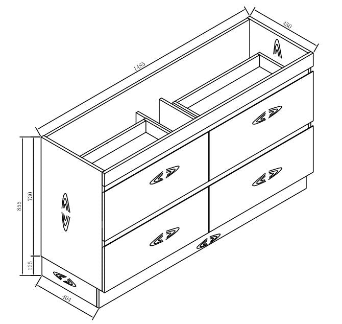PARI DOUBLE SHADE BLK-LO FREESTANDING PLYWOOD VANITY
