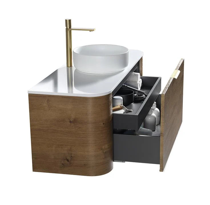 VINTAGE CRIMSON GOLD WALLHUNG PLYWWOD VANITY