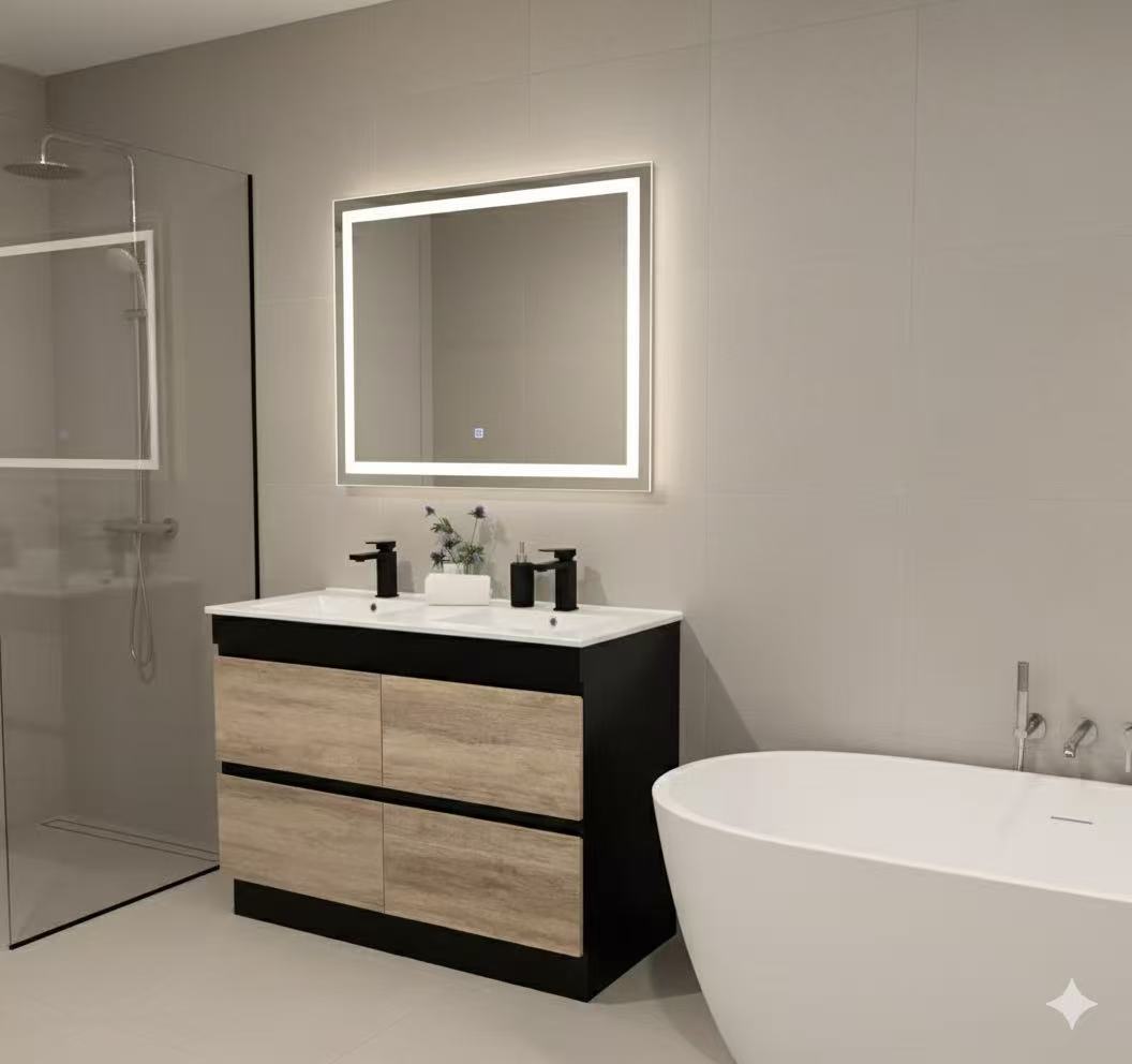 PARI DOUBLE SHADE BLK-LO FREESTANDING PLYWOOD VANITY