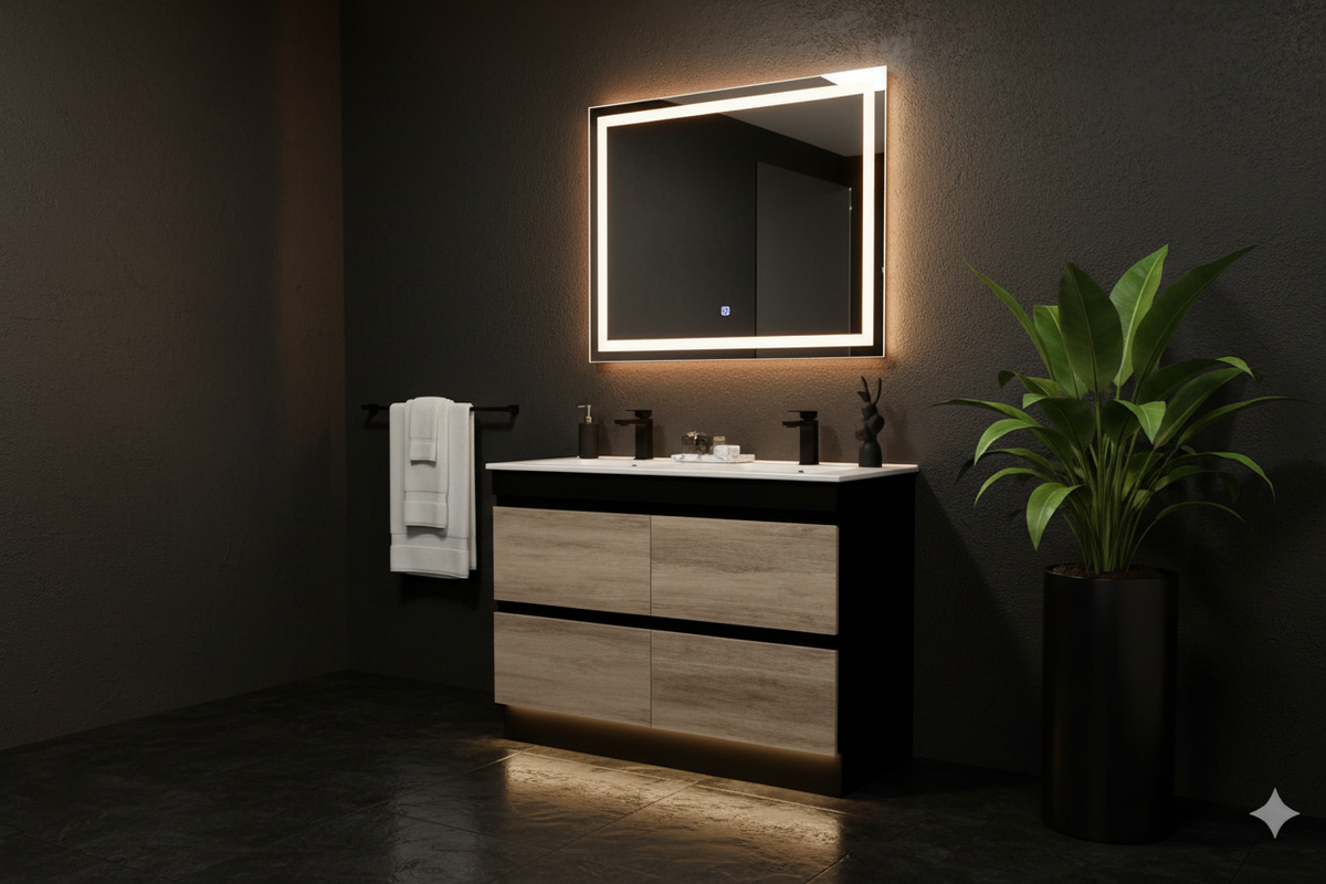 PARI DOUBLE SHADE BLK-LO FREESTANDING PLYWOOD VANITY