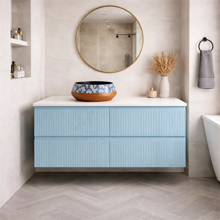 ANNIE OCEAN RIBBED WALLHUNG PLYWOOD VANITY