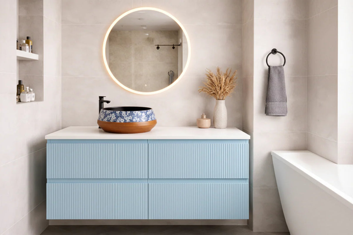 ANNIE OCEAN RIBBED WALLHUNG PLYWOOD VANITY