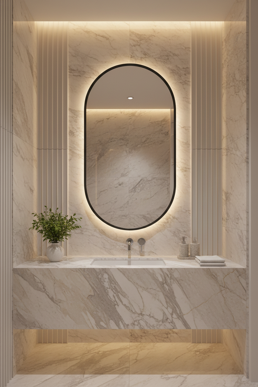 SERA Black Framed OVAL Mirror With Black Aluminum Frame 400MM*900MM
