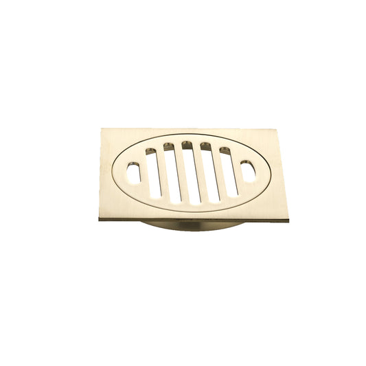 100MM SQUARE TILE FLOOR GRATE - BRUSHED BRASS
