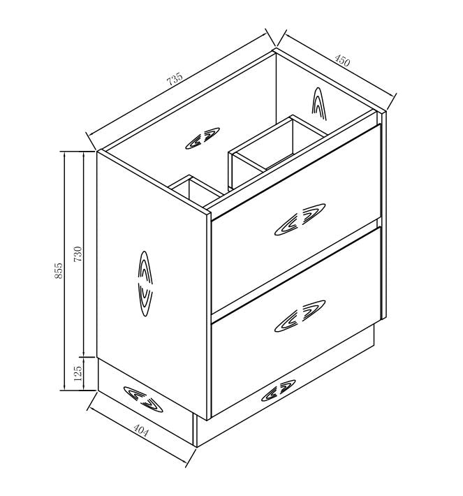 PARI DOUBLE SHADE BLK-LO FREESTANDING PLYWOOD VANITY
