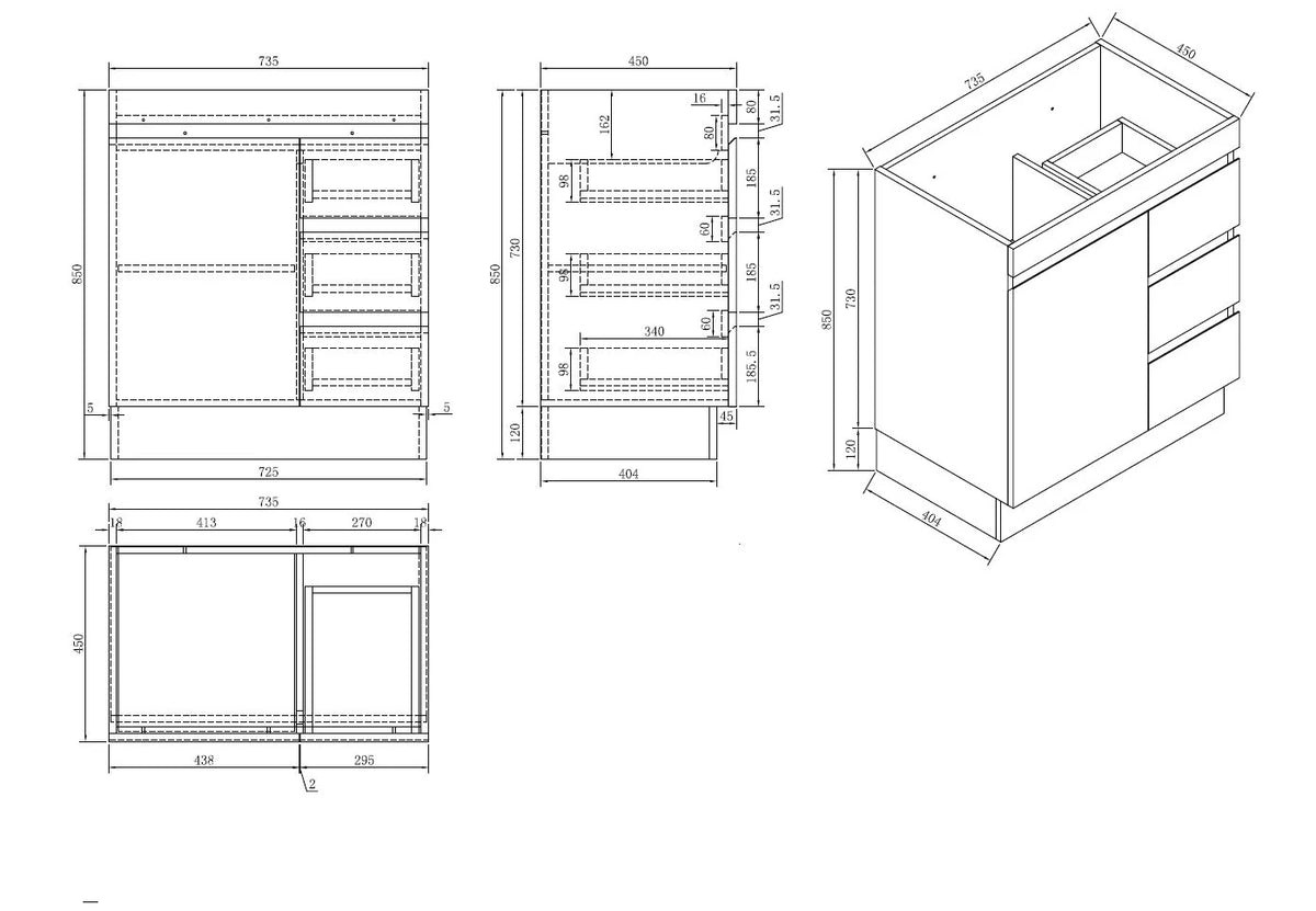 PLYWOOD MEDDY WHITE FLOORSTANDING VANITY WITH CERAMIC TOP