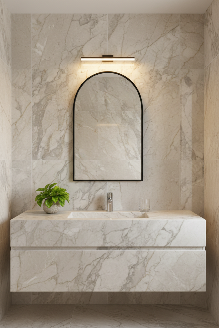 SERA Black Framed Arch Mirror With Black Aluminum Frame 5090