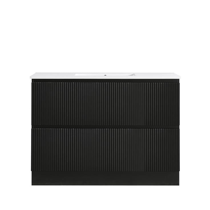 ANNIE MATT BLACK RIBBED FREESTANDING PLYWOOD VANITY