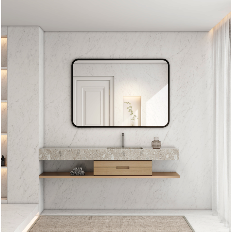SERA Black Framed Rectangle Mirror With Black Aluminum Frame