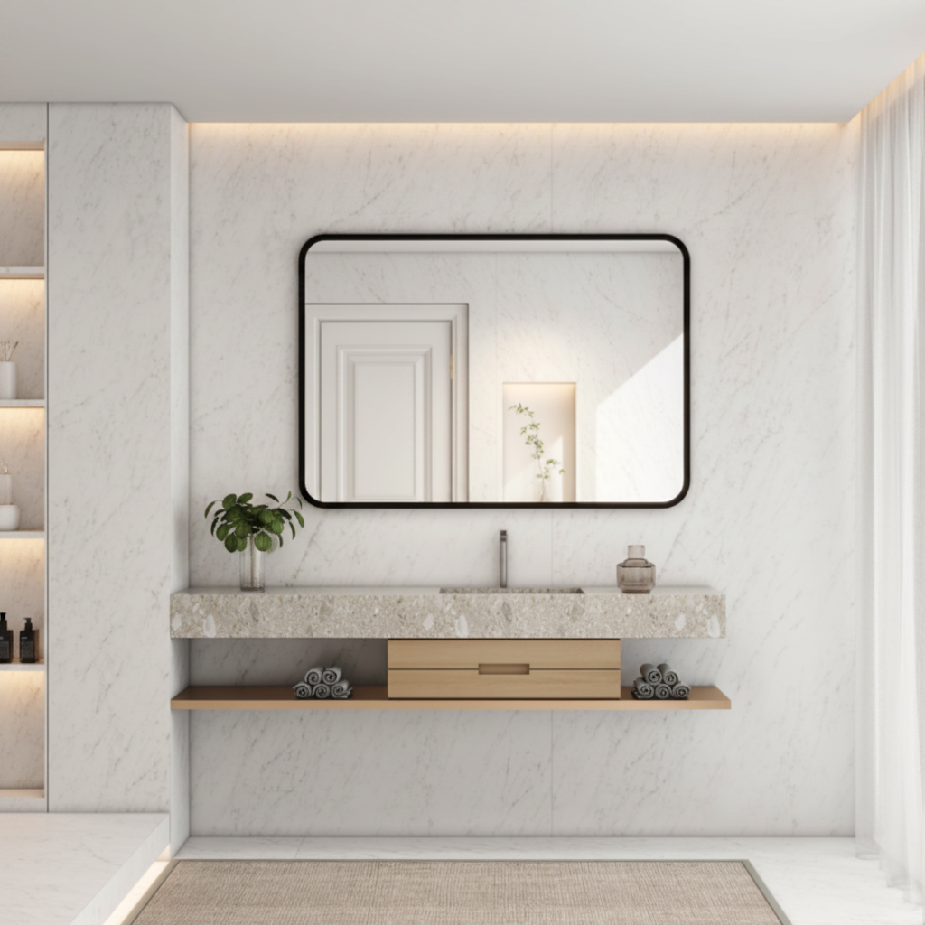 SERA Black Framed Rectangle Mirror With Black Aluminum Frame