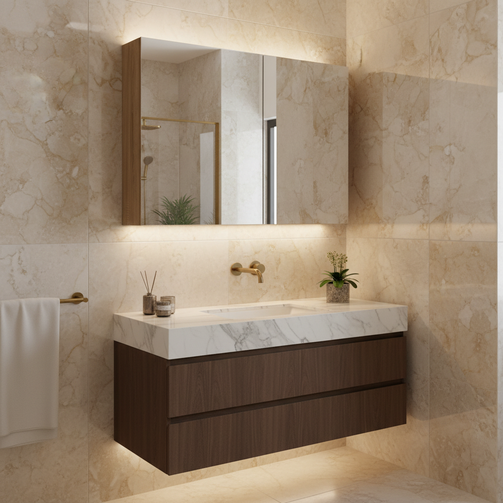 PLYWOOD MIRROR CABINET 2 Door LIGHT OAK