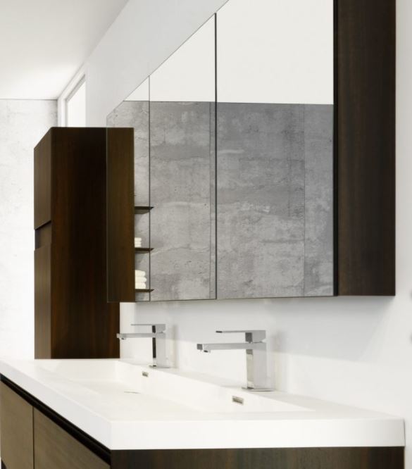 PLYWOOD MIRROR CABINET 3 Door DARK OAK