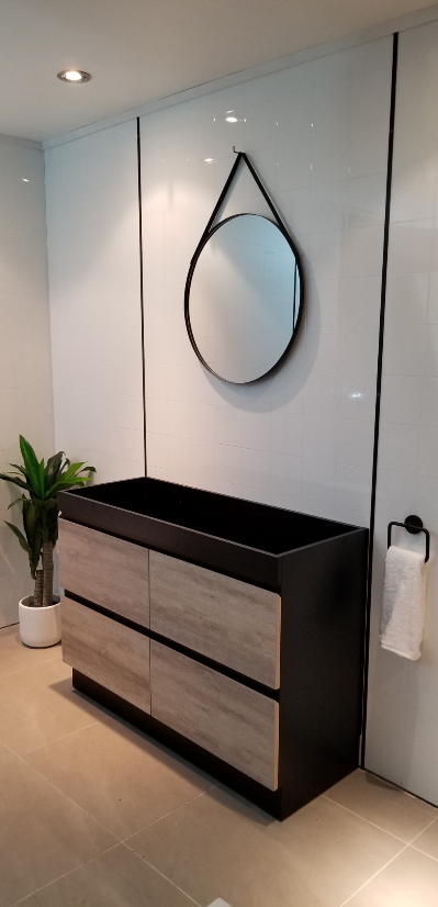 PARI DOUBLE SHADE BLK-LO FREESTANDING PLYWOOD VANITY