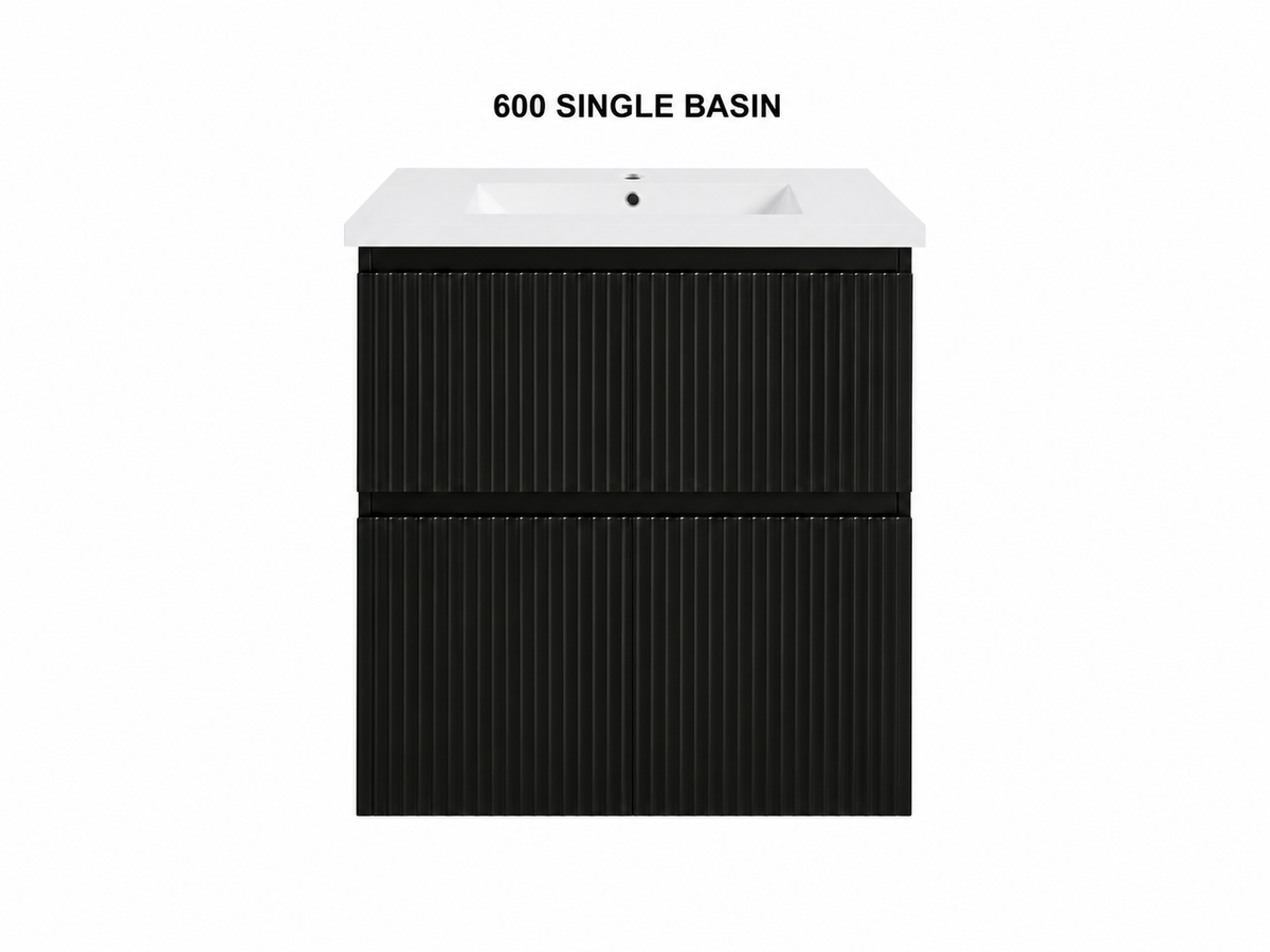 ANNIE MATT BLACK RIBBED WALLHUNG PLYWOOD VANITY