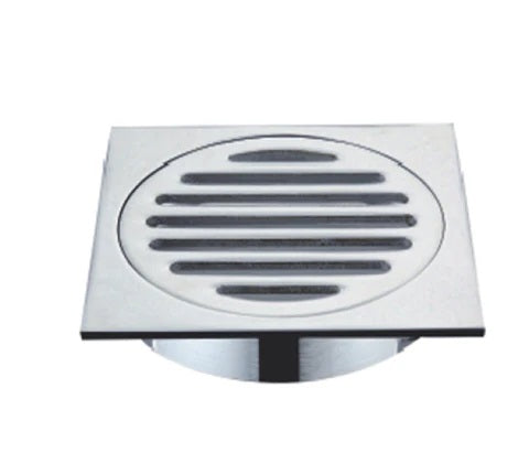 100MM SQUARE TILE FLOOR GRATE - CHROME