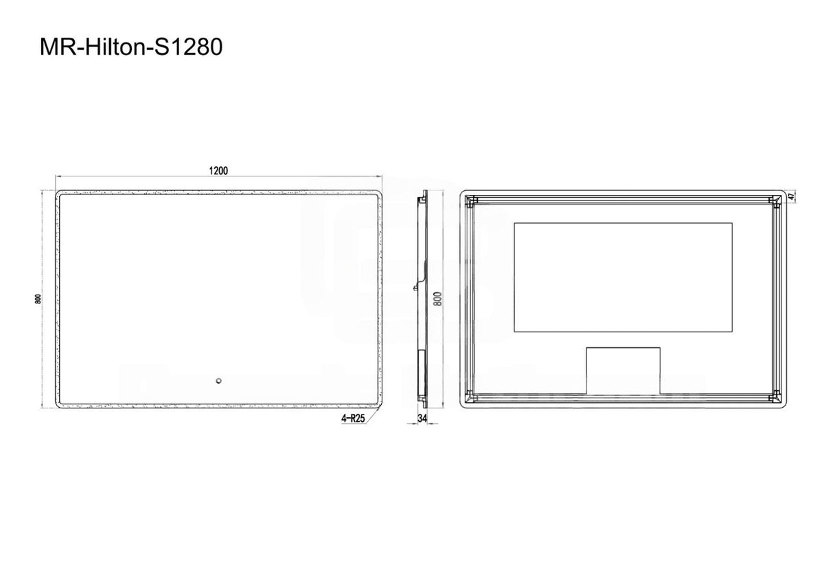 SQUARE FRONT LIGHT LED MIRROR (HILTON)