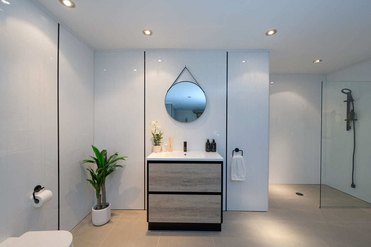 PARI DOUBLE SHADE BLK-LO FREESTANDING PLYWOOD VANITY