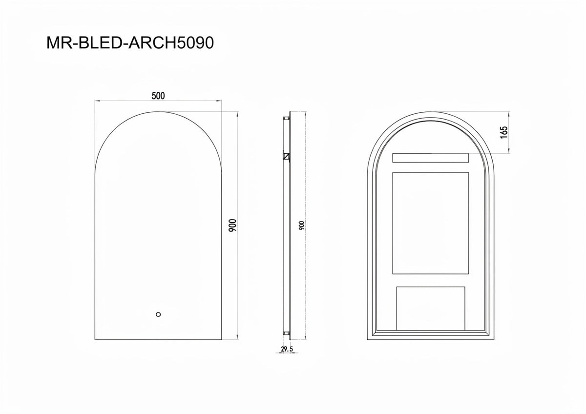 ARCH BACKLIT LEAD MIRROR