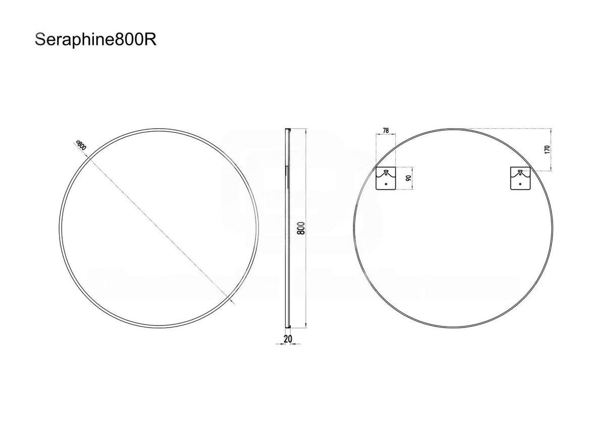 SERA Black Framed Round Mirror With Black Aluminum Frame