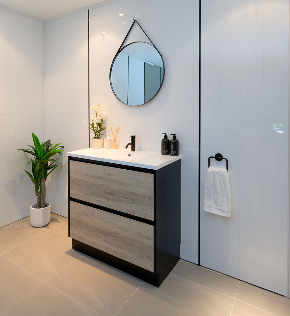 PARI DOUBLE SHADE BLK-LO FREESTANDING PLYWOOD VANITY