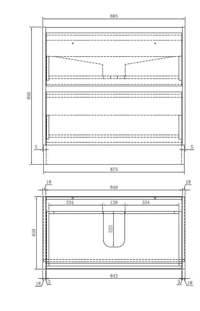 PARI DOUBLE SHADE BLK-LO FREESTANDING PLYWOOD VANITY