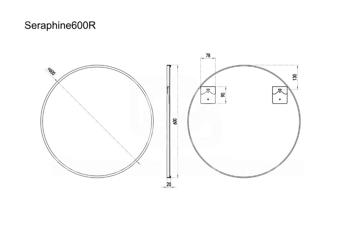 SERA Black Framed Round Mirror With Black Aluminum Frame