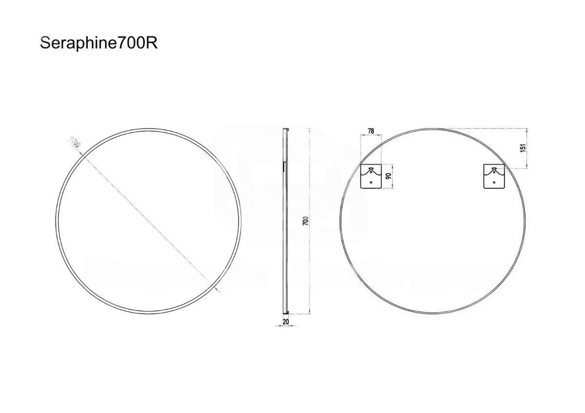 SERA Black Framed Round Mirror With Black Aluminum Frame
