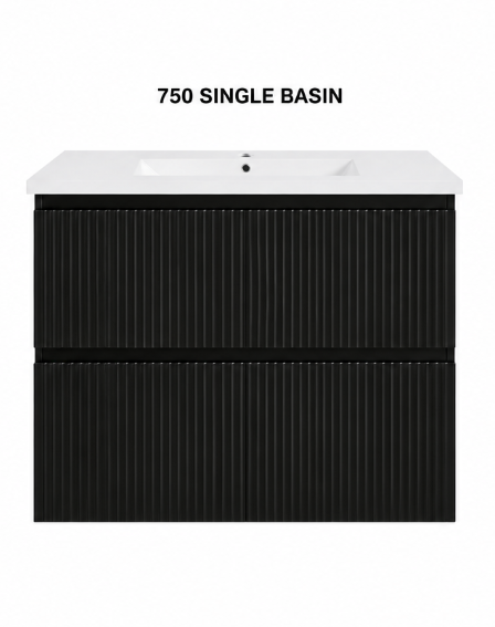 ANNIE MATT BLACK RIBBED WALLHUNG PLYWOOD VANITY