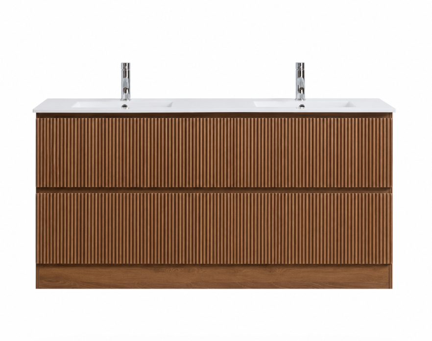 ANNIE LIGHT OAK RIBBED FREESTANDING PLYWOOD VANITY