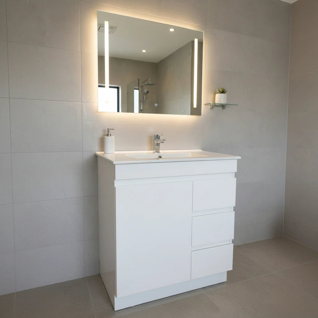 PLYWOOD MEDDY WHITE FLOORSTANDING VANITY WITH CERAMIC TOP