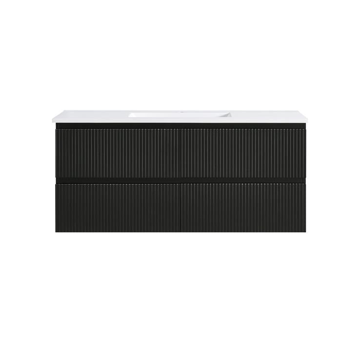 ANNIE MATT BLACK RIBBED WALLHUNG PLYWOOD VANITY