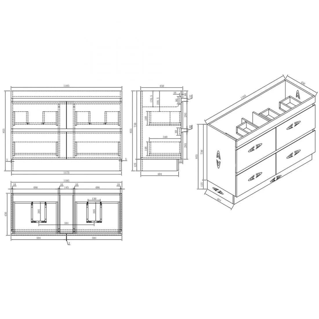 PARI DARK OAK FREESTANDING PLYWOOD VANITY