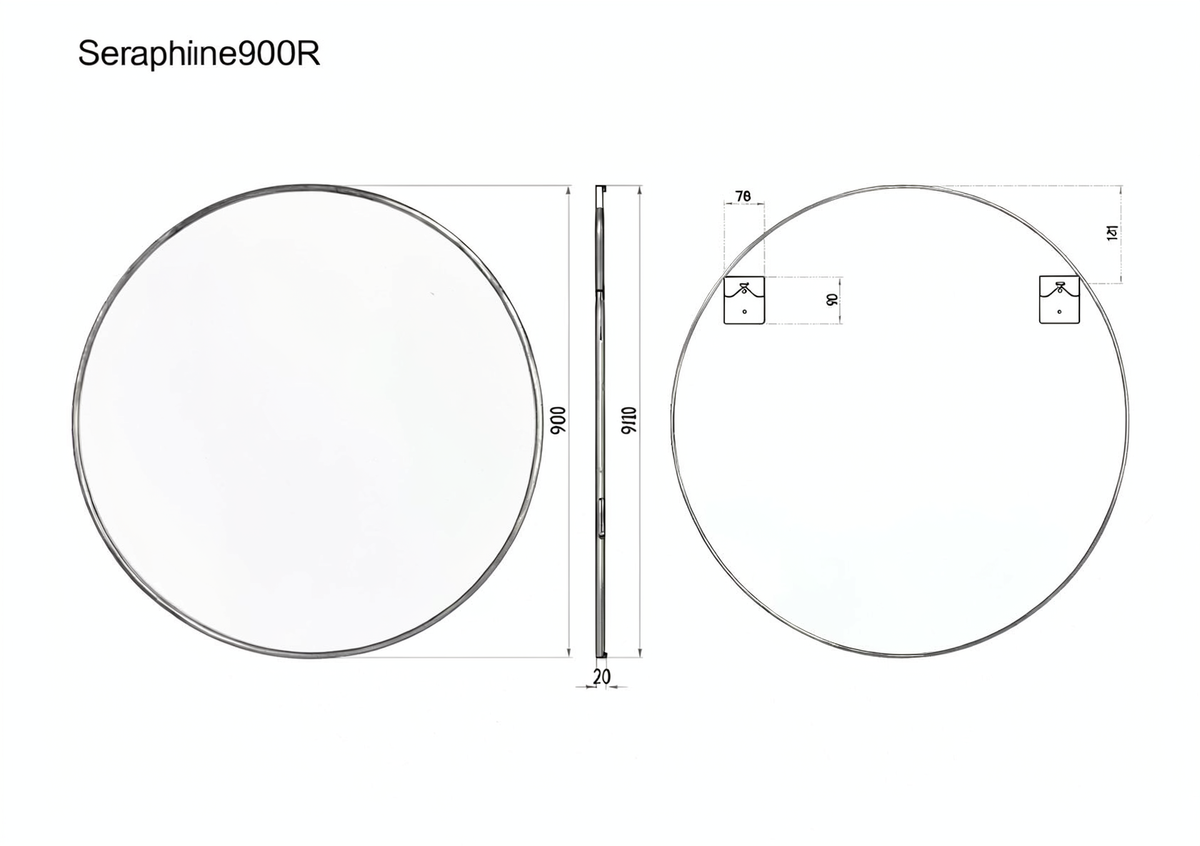 SERA Black Framed Round Mirror With Black Aluminum Frame