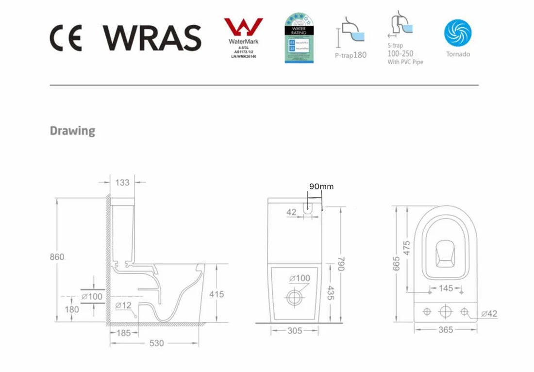 WHIRLPOOL FLUSH SYSTEM TOILET SUITE 2180