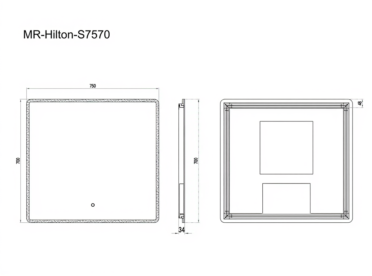 SQUARE FRONT LIGHT LED MIRROR (HILTON)