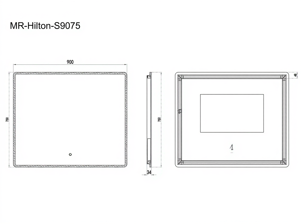 SQUARE FRONT LIGHT LED MIRROR (HILTON)